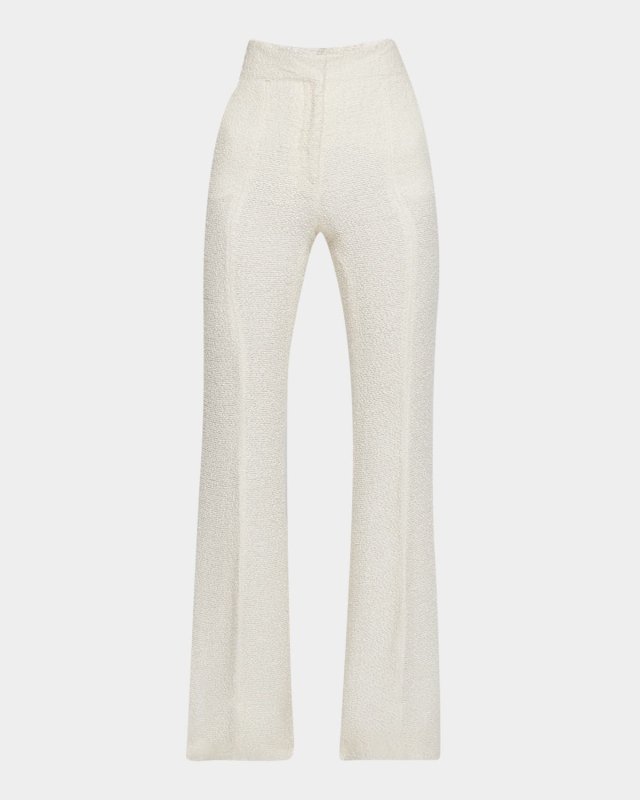 Rhein Flared Textured Silk Pants